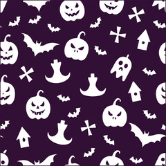 Halloween Terror Seamless Pattern with Horror Symbols