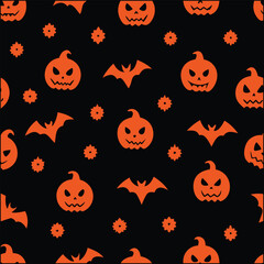 Halloween Terror Seamless Pattern with Horror Symbols
