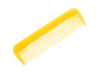 Yellow Plastic Comb on White Background
