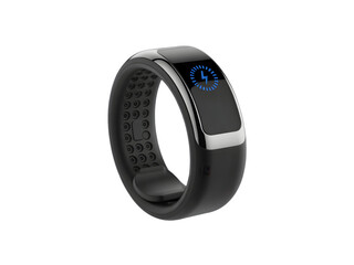 Black Smart Fitness Ring with Blue Display