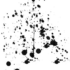 abstract black ink sprayed splatter on a transparent background. Blotter spots, liquid paint drip drop splash and ink splatter. Artistic dirty grunge abstract spot. splat messy inkblot.