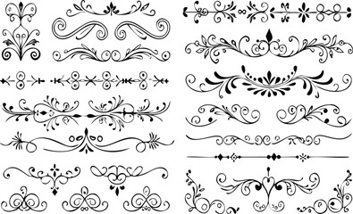Elegant Black and White Decorative Design Elements 
