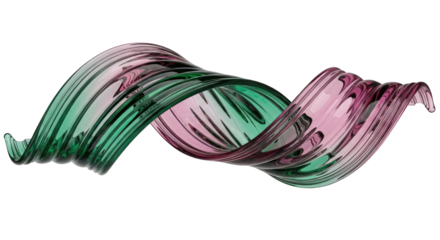 Abstract Glass Swirl with Green and Pink Colors.