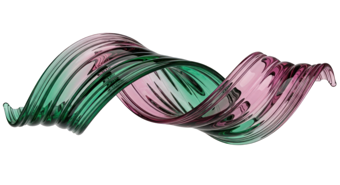 Abstract Glass Swirl with Green and Pink Colors.