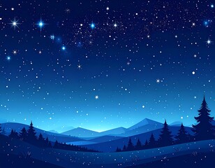 Christmas Night Sky with Stars and Snow