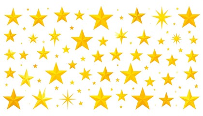 A graphic design of many golden stars on a white background.