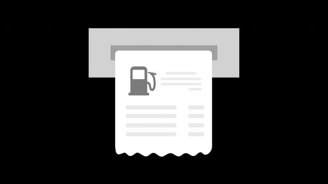 Animation of a fuel receipt coming out of the slot of a metallic automatic machine