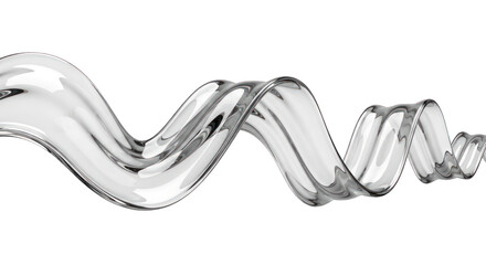 Abstract Glass Swirl with Reflective Surface on White.