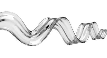Abstract Glass Swirl with Reflective Surface on White.
