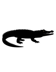 Fototapeta premium Black crocodile silhouette, swamp, wildlife, illustration