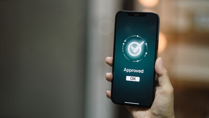 Approval Success on Smartphone Screen – Verification and Secure Fintech Confirmation