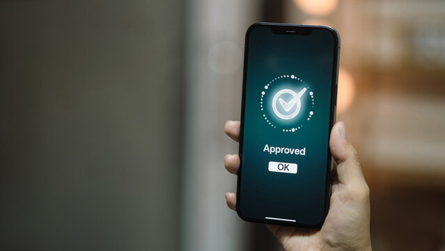 Approval Success on Smartphone Screen – Verification and Secure Fintech Confirmation