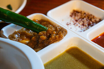 chili pepper with doenjang sauce, a traditional Korean soy bean paste