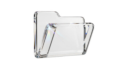 Transparent Glass Folder Icon on White.