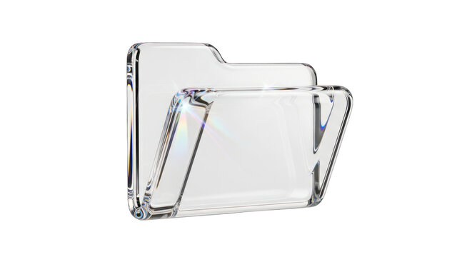 Transparent Glass Folder Icon on White.