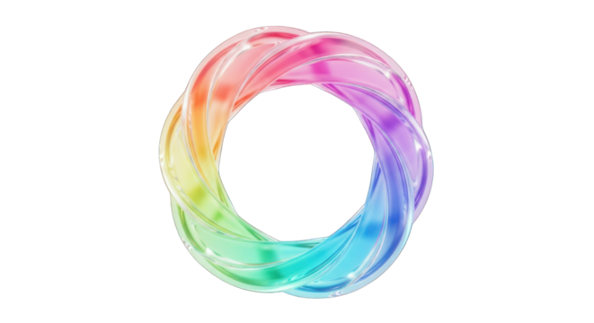 Twisted Rainbow Ring with Transparent Glossy Appearance.