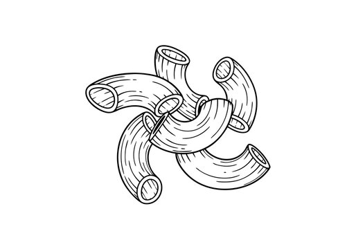 Gorfou macaroni vector illustration of a group of curved tubes or pipes in a creative and artistic style for design and engineering applications