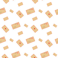 Patterns of envelopes scattered on a white background create a visually appealing design