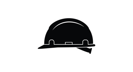 a simple black silhouette of a hard hat icon