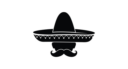 a mexican sombrero with mustache icon illustration