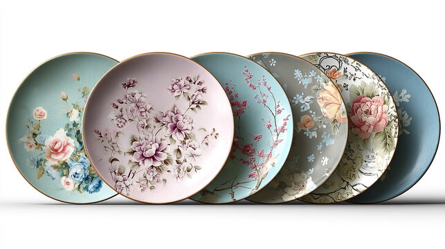 Elegant floral decorated dinner plates, ideal for special occasions and fancy restaurants