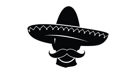 a mexican sombrero with mustache and beard illustration
