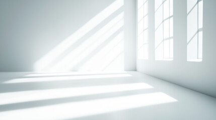Obraz premium A clean white studio setting with soft lighting, ideal for high-fashion editorials.