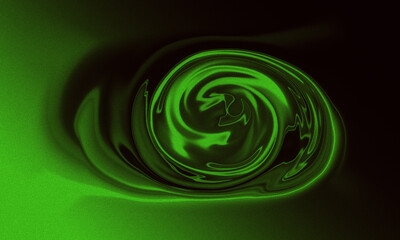Abstract Swirl of Bright Green with a Dark, Grainy Background