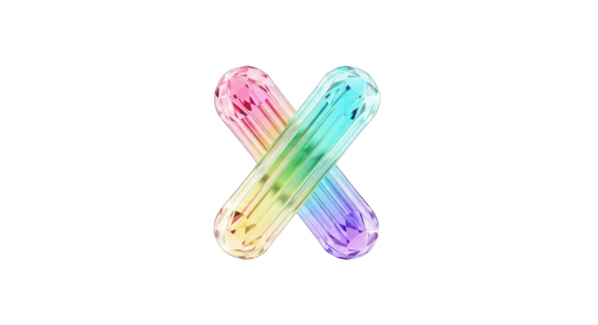 Intersecting Rainbow Crystal Rods with Faceted Ends.