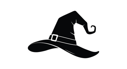 a classic witch hat with wide brim and buckle detail