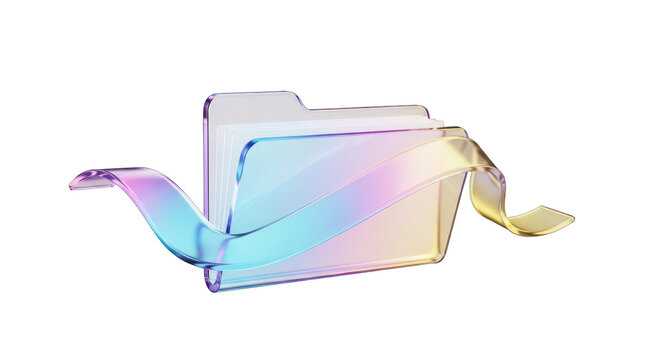 Iridescent Glass Folder with Ribbon Design Element.