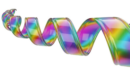 Abstract Iridescent Ribbon with Colorful Light Reflections.