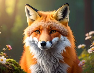 Obraz premium Fox in forest, autumnal light