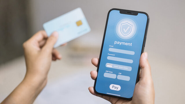 Mobile Payment with Credit Card on Smartphone – Secure Checkout and Fintech Transaction