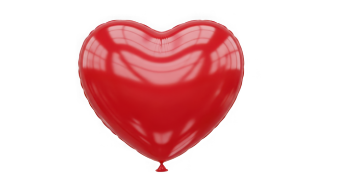 Shiny red heart balloon floating gracefully isolated on black symbolic of love romance valentine's day celebration festive occasions transparent background