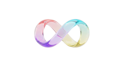 Colorful Transparent Infinity Symbol on White Background.