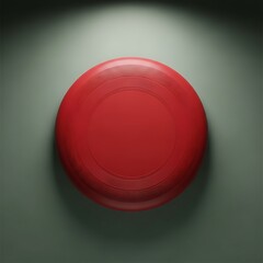 Bold red frisbee centered against a textured sage green background