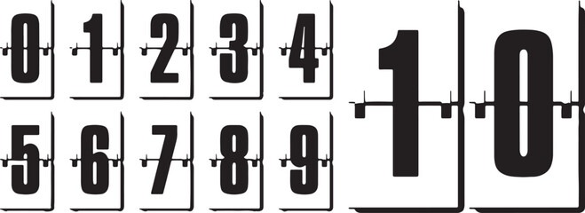 set, ten., graphic, visible, two, presented, retro, clock, arranged, four, keywords:, from, background., five, numbers., collection, zero, vintage, six, bottom, clearly, scoreboard, background, illust