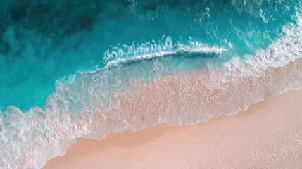 Fototapeta premium coastline. Aerial view of a tropical coastline, capturing the serene beauty of ocean and sand. travel magazines, destination branding, designed for outdoor magazines and nature guides.