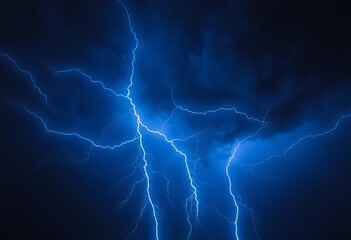 Dynamic electric blue streaks across dark stormy sky,  otherworldly,  celestial