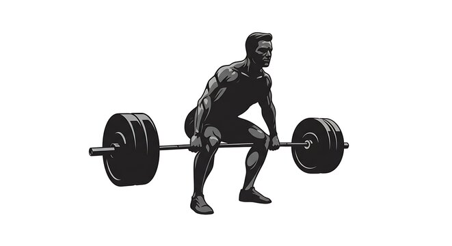 Here's a title suggestion under 150 characters: Silhouette of Man Deadlifting Weights