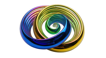 Abstract Iridescent Spirals with Metallic Reflective Colorful Finish.