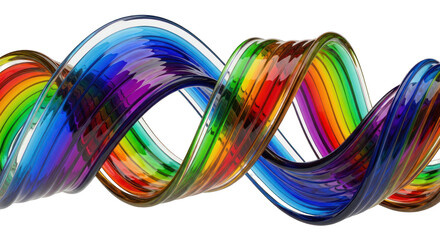 Colorful Abstract Glass Ribbons with Rainbow Hues.