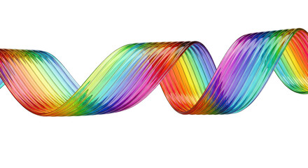 Vibrant Rainbow Ribbon with Textured Surface and Wavy Form.
