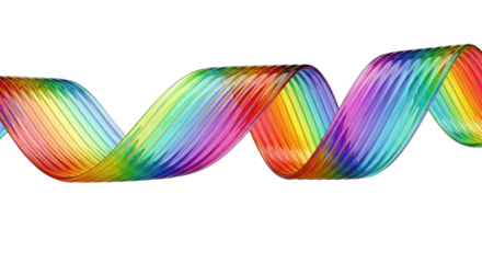 Vibrant Rainbow Ribbon with Textured Surface and Wavy Form.