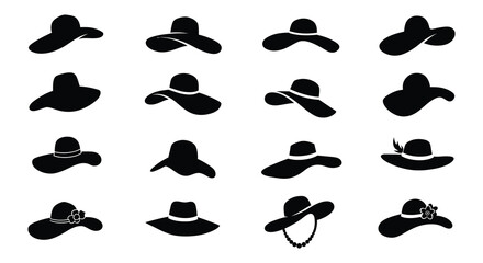 various hats styles displayed in grid formation