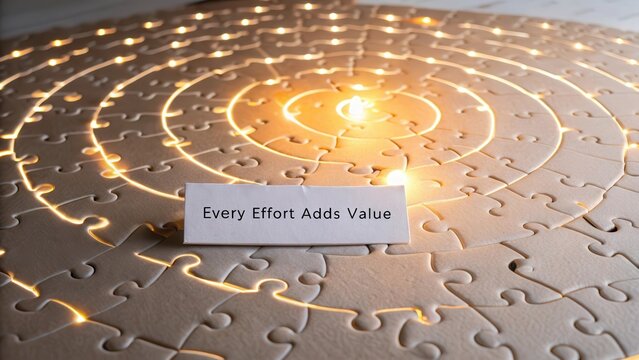Illuminated Puzzle with Message on Value of Every Effort in Life