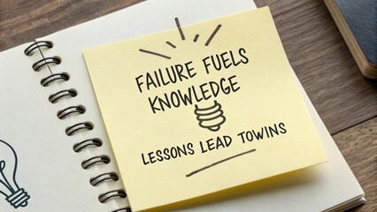 Motivational Quote on Sticky Note in Notebook with Light Bulb Drawing, Inspiring Creativity and Learning from Failure