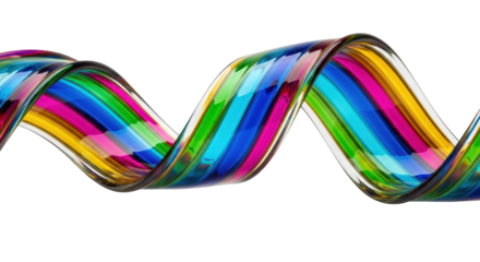 Colorful Twisted Glass Ribbon with Rainbow Stripes.