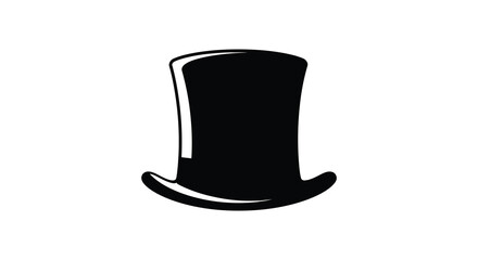 a classic black top hat isolated on white background